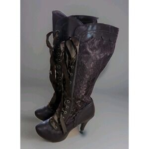Ellie‎ Shoes Steampunk Victorian Brown Costume 4" Heels Boots size 7/ 414-MARY